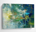 Green and Blue Abstract Mosaic Painting for Eco - Friendly Cafes YHT353