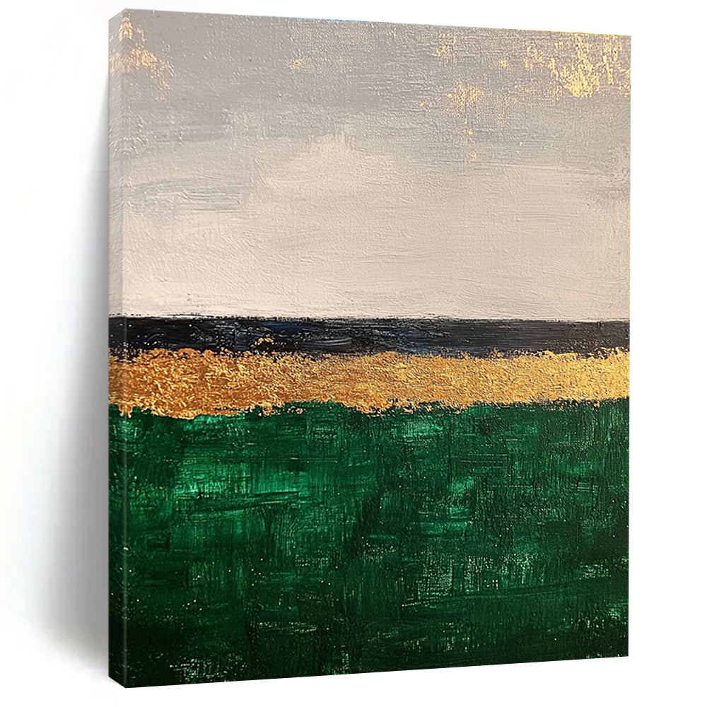 Minimalist Gold and Green Abstract Painting for Contemporary Home Offices GAB1298