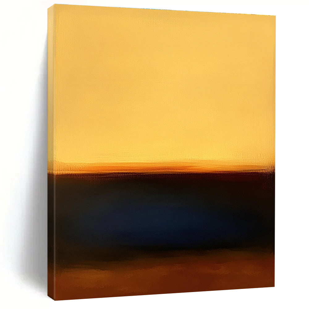 Yellow Orange Blue Abstract Painting with Minimalist Sunset WINK543
