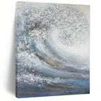 Dynamic White and Blue Wave Abstract Painting for Seaside Resorts HENG337
