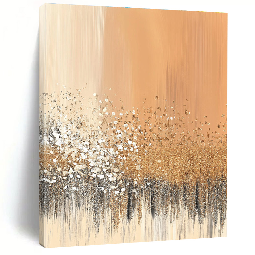 Golden Glitter on Peach Abstract Painting of Luxurious Sparkle GAB0114