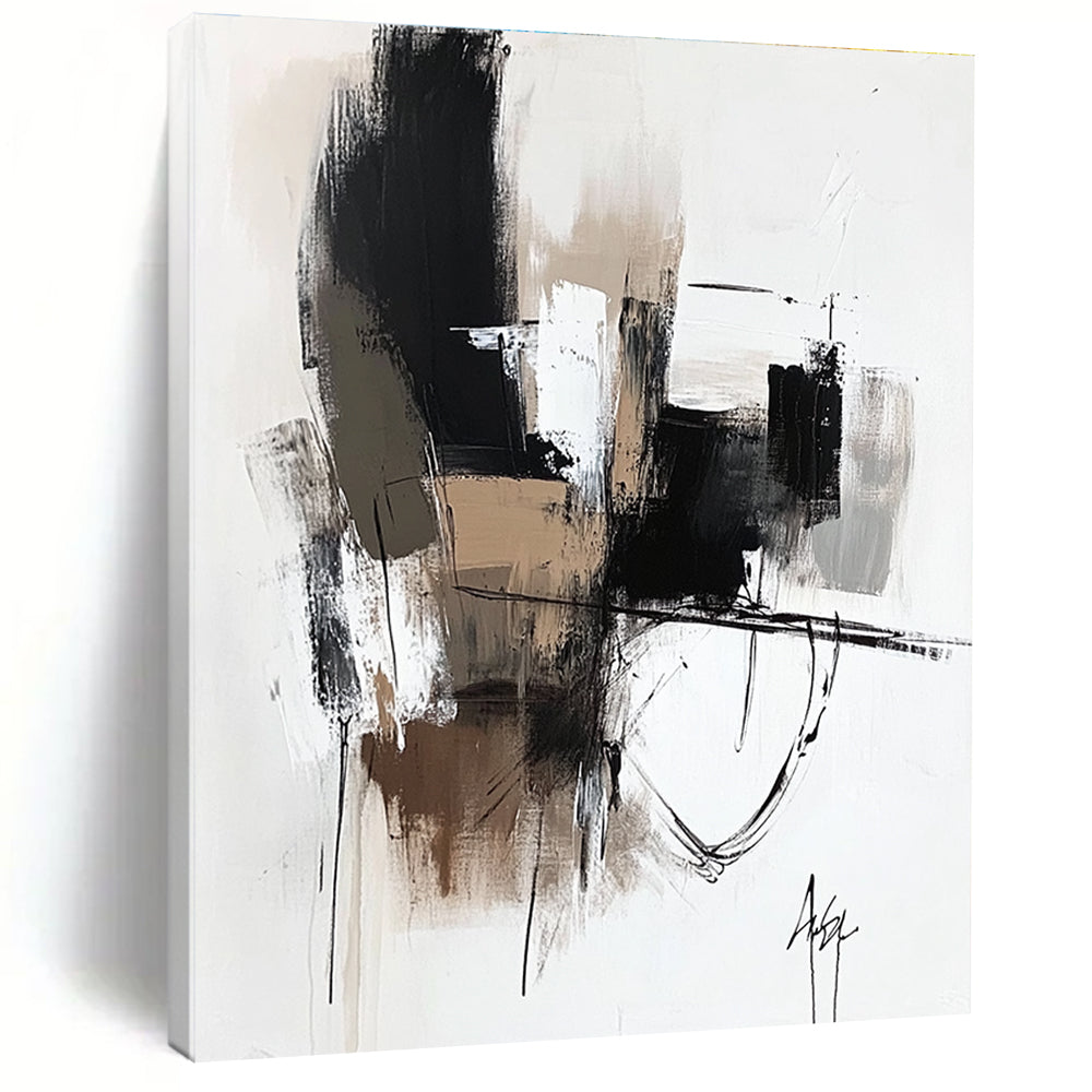 Monochrome Geometric Abstract Painting for Corporate Reception Areas GAB1236