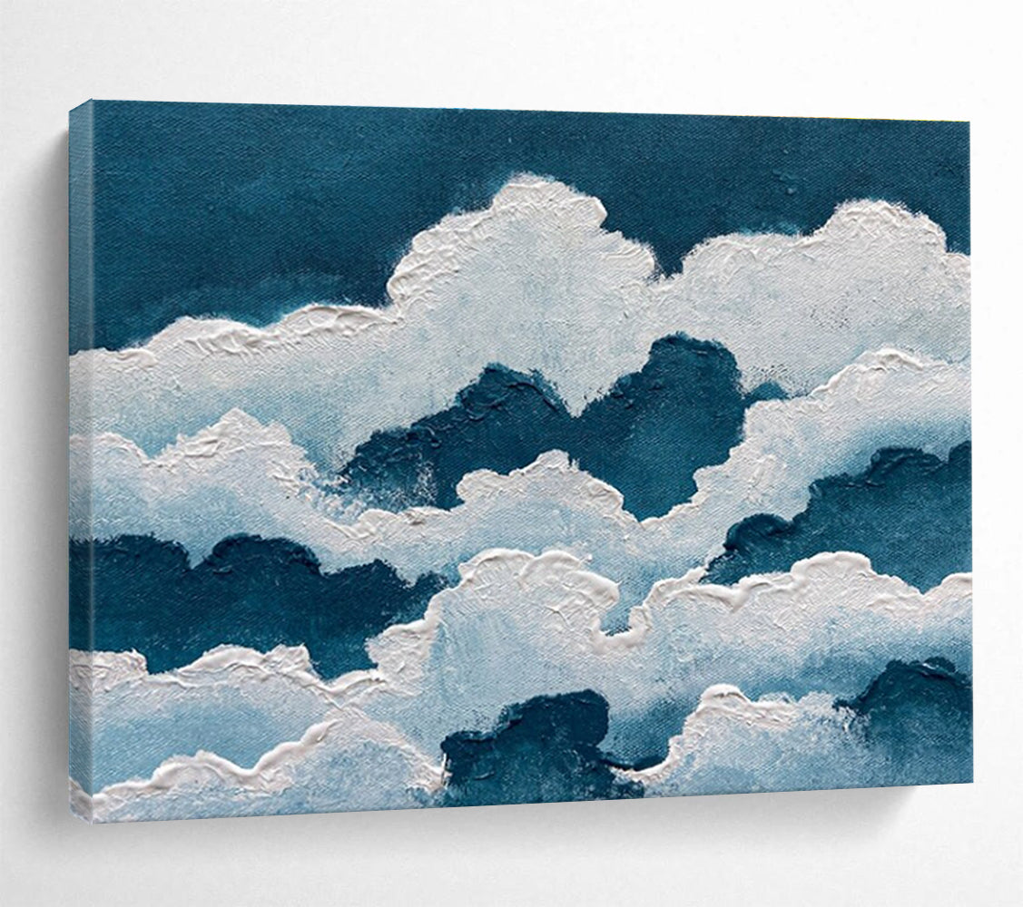 Textured Clouds Abstract Painting for Coastal Home Offices YHT364