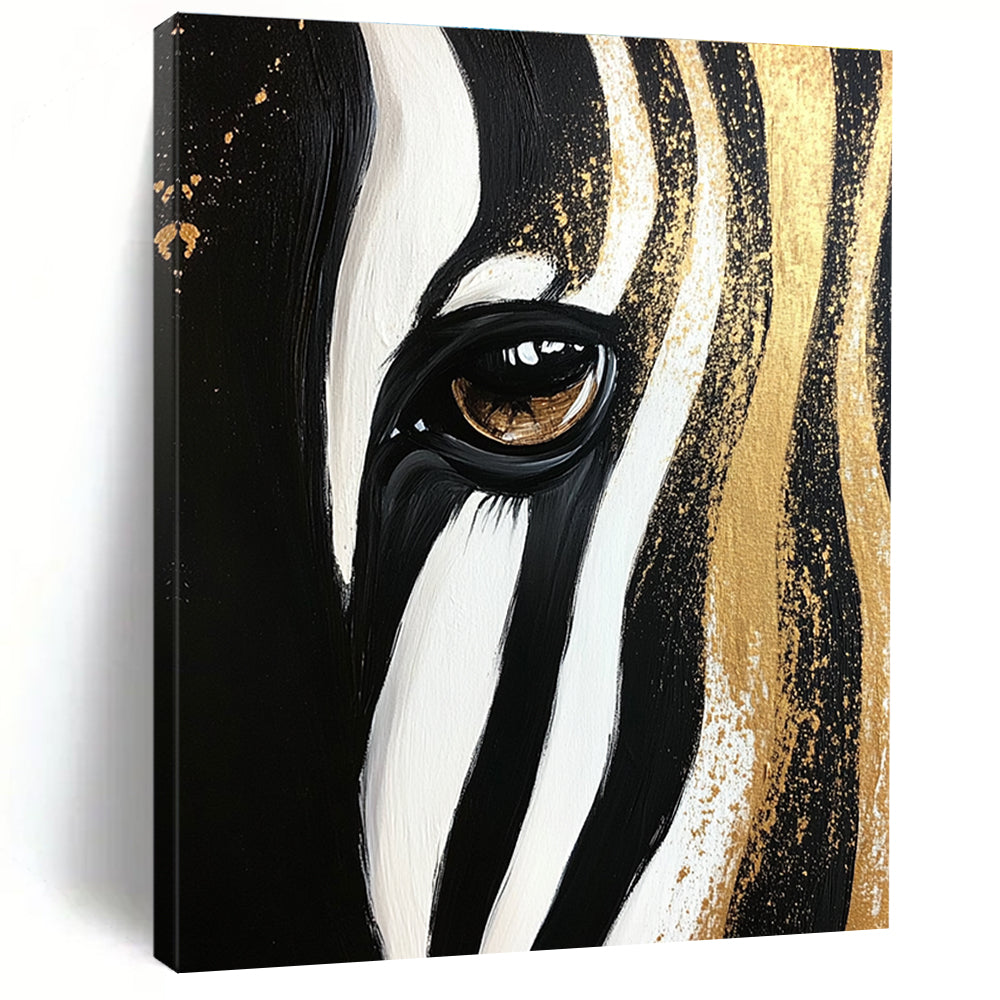 Zebra Eye with Gold Accents Abstract Painting of Wildlife Beauty GAB0081