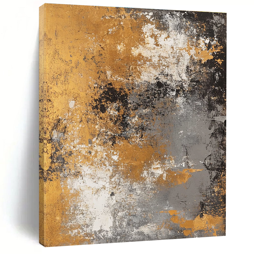 Gold and Gray Abstract Painting with Aged Elegance WINK319