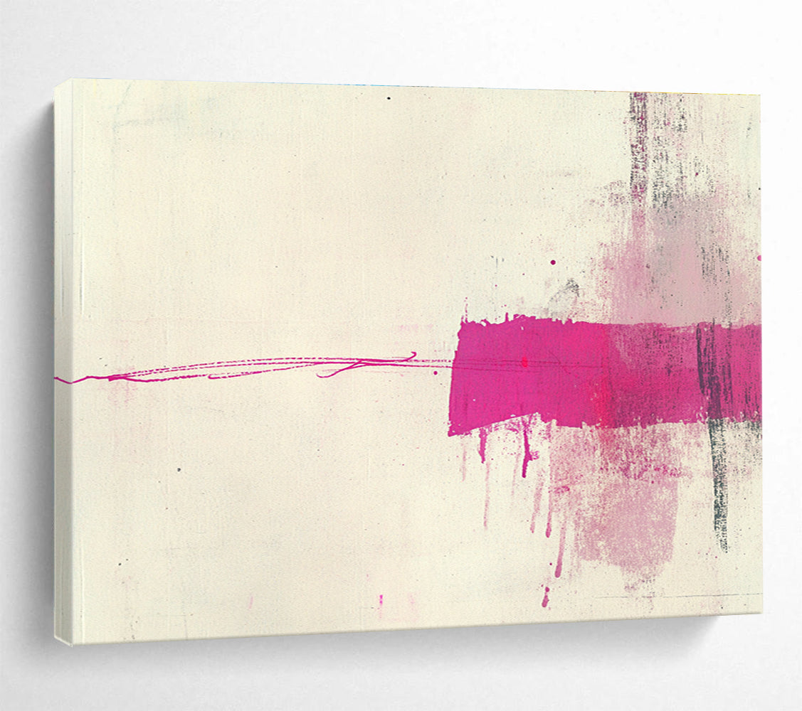 Minimalist Pink Strokes Artwork for Modern Spaces, Exploring Simplicity and Visual Tension Abstract Painting ABS141