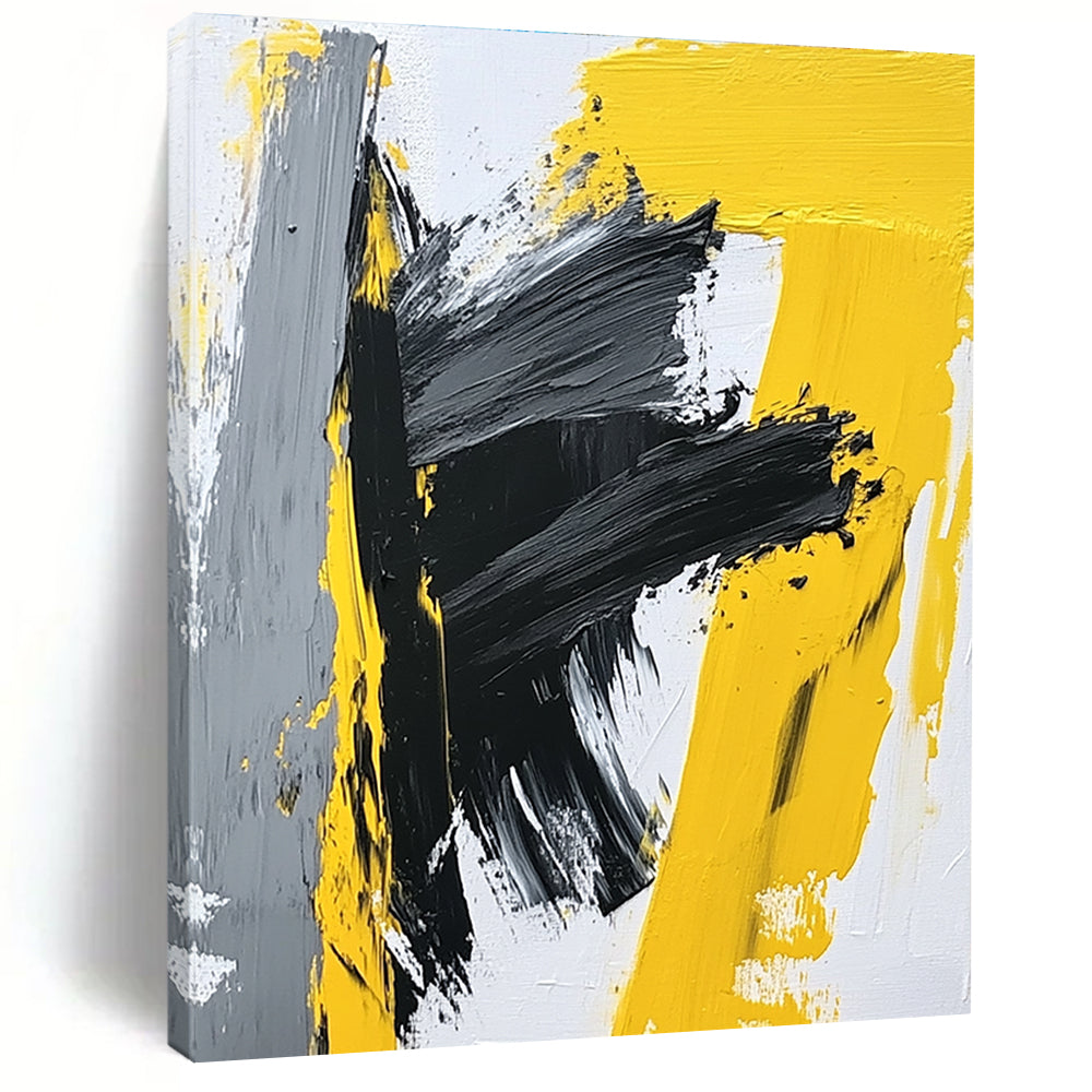 Yellow - Gray Abstract Bold Painting with Dynamic Energy WINK412