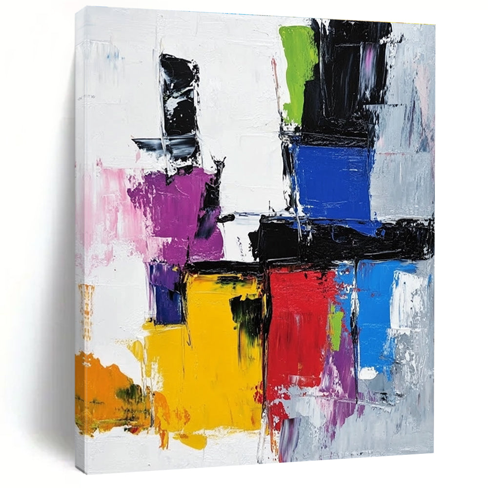 Bold Color Block Abstract Painting with Dynamic Edges WINK627