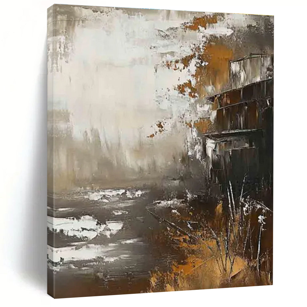 Abstract Landscape with Structure Painting for Industrial - Inspired Lounges HENG485