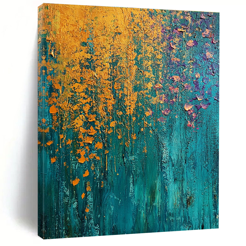 Blue and Orange Impasto Expressive Abstract Painting GAB0373