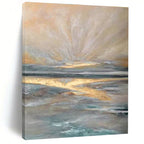 Ethereal Golden Seaside Sunrise Abstract Painting for Inspiring Spaces HENG264