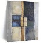 Geometric Color Block Abstract Painting with Metallic Accents WINK814
