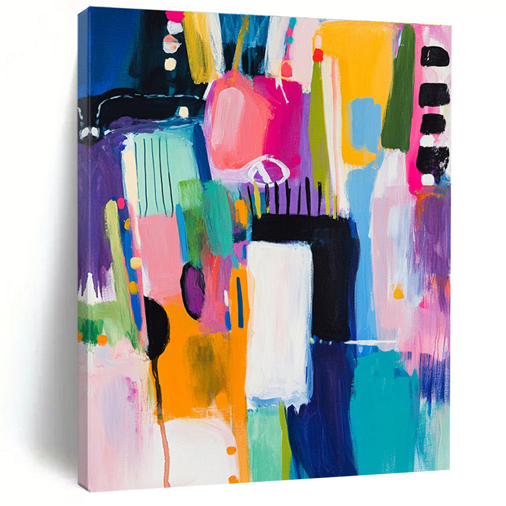 Colorful Abstract Blocks Painting for Playful Kids' Rooms GAB1143