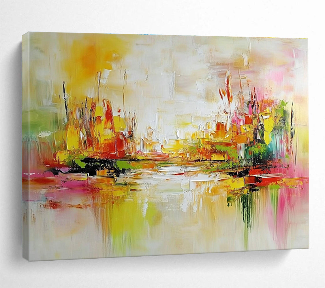 Colorful Cityscape Abstract Painting with Vibrant Energy ABS297