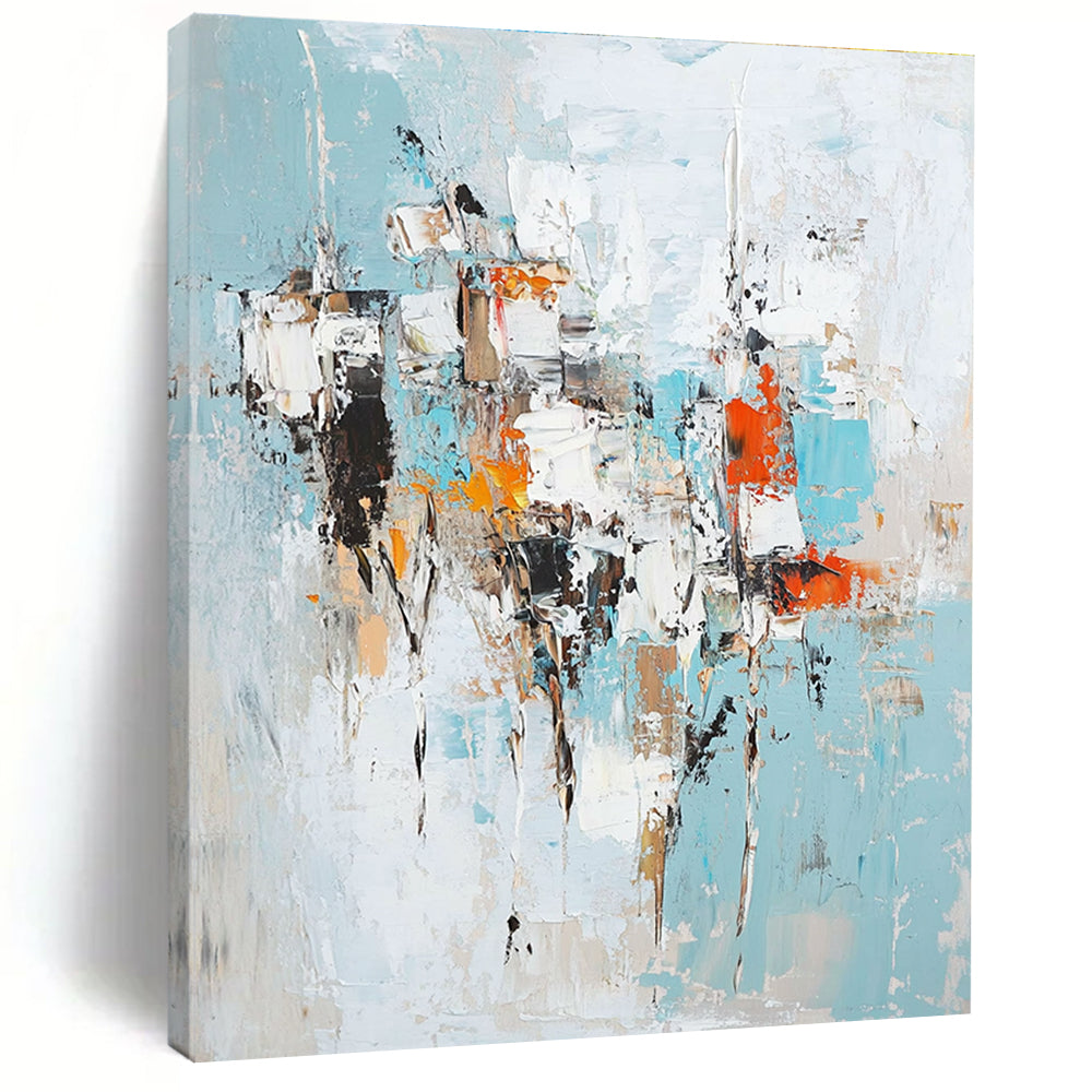 Blue - Toned Abstract Composition Painting for Coastal - Themed Living Rooms GAB1210