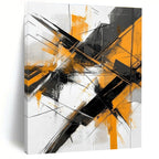 Orange - and - Black Dynamic Abstract Painting with Energetic Edge WINK324