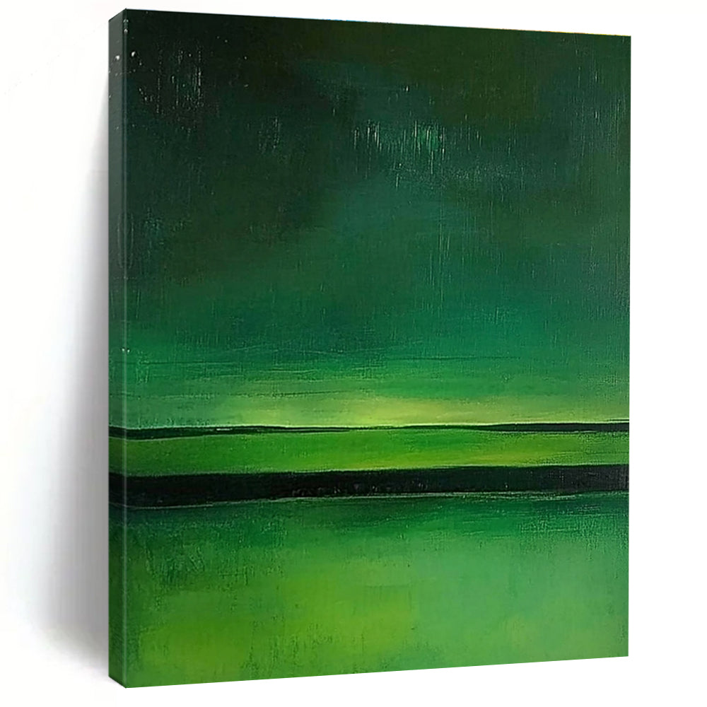 Green Horizon Stripes Abstract Painting for Minimalist Living GAB0767
