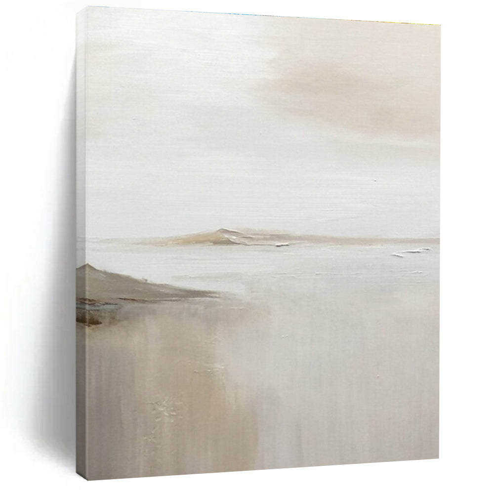 Pale Toned Abstract Seaside Distance Abstract Painting for Light - Filled Living Spaces HENG359