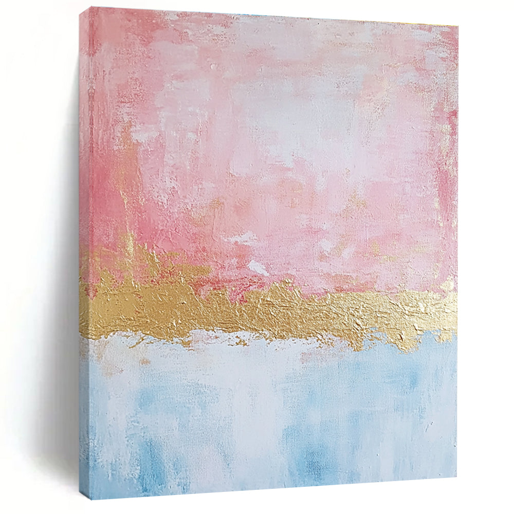 Pink Blue Gold Abstract Painting with Dreamy Warmth WINK726