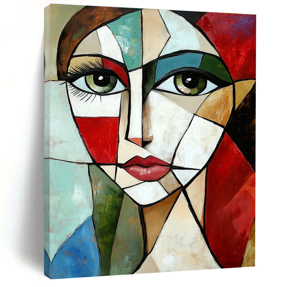 Cubist Woman’s Face Artistic Abstract Painting for Avant - Garde Interiors GAB1427