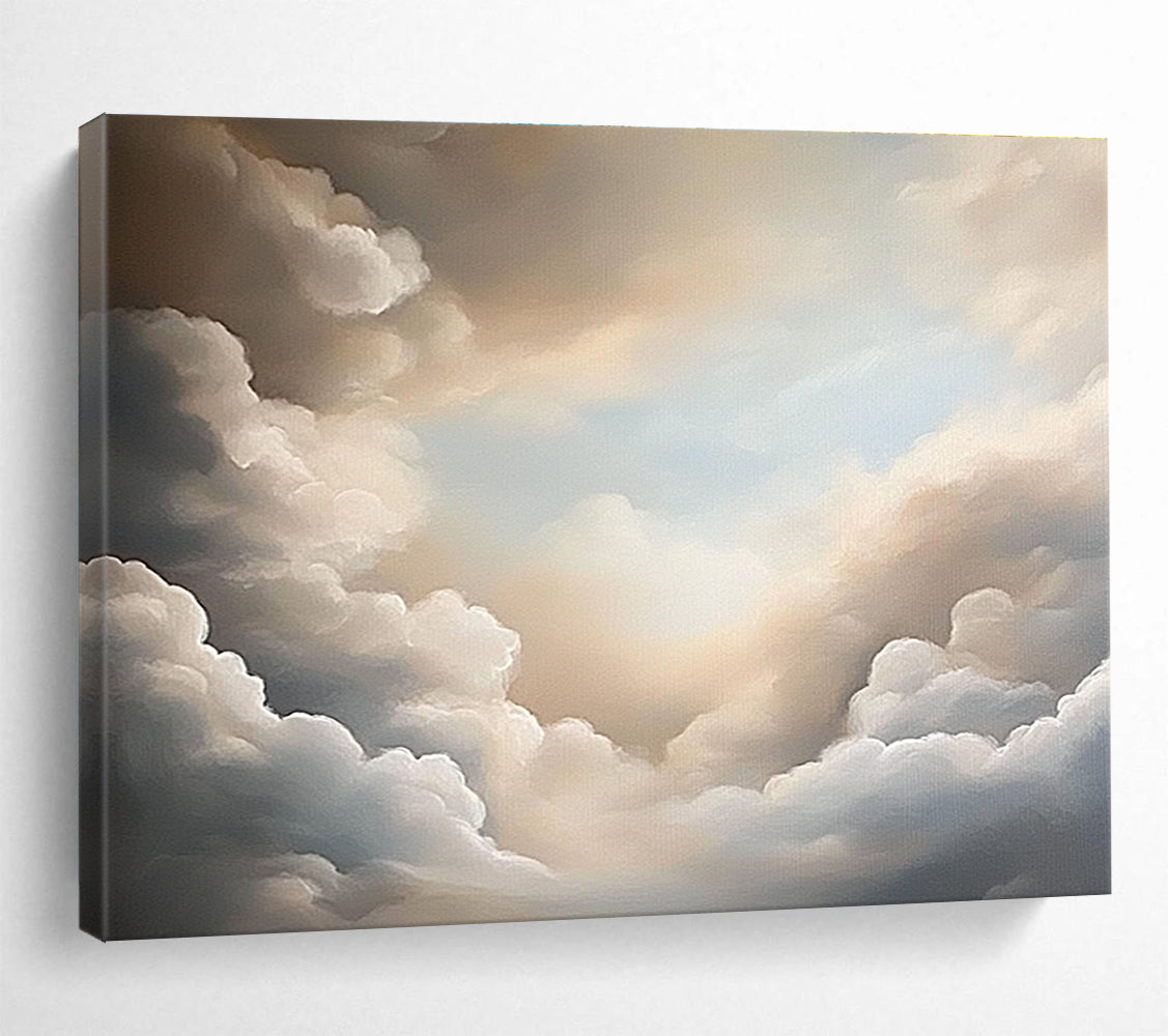 Serene Neutral Cloudscape Abstract Painting ABS132