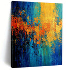 Blue Orange Abstract Painting with Striking Contrast WINK768