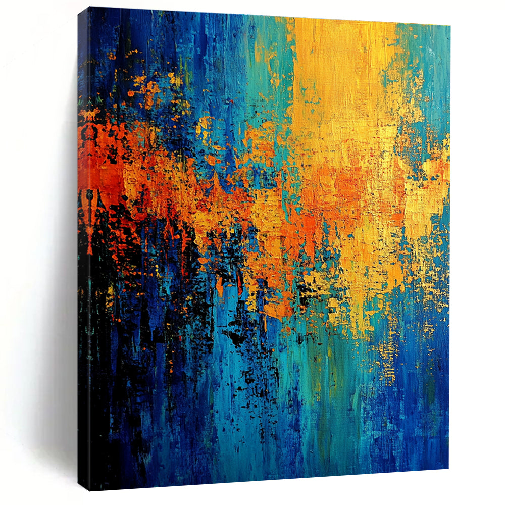 Blue Orange Abstract Painting with Striking Contrast WINK768