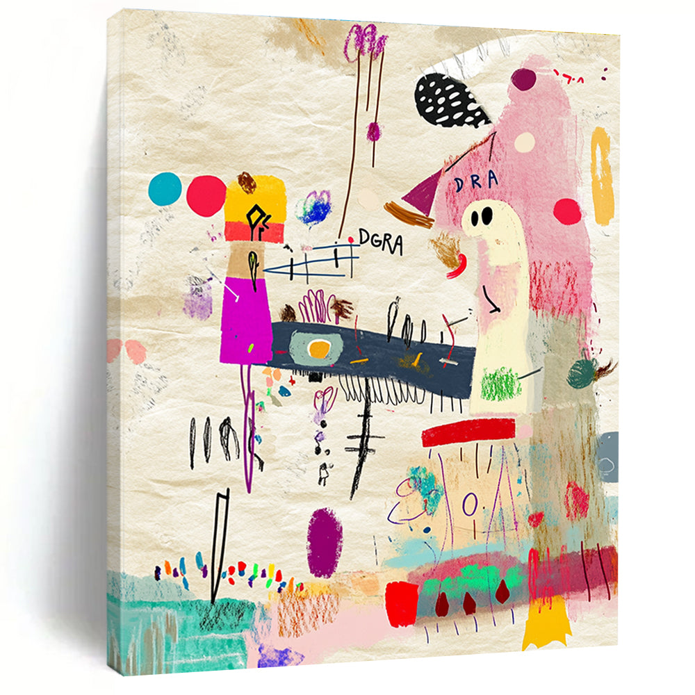 Colorful Abstract Doodles Painting with Playful Elements GAB0053