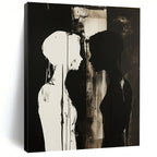 Black and White Silhouettes Emotional Abstract Painting for Introspective Spaces GAB1495