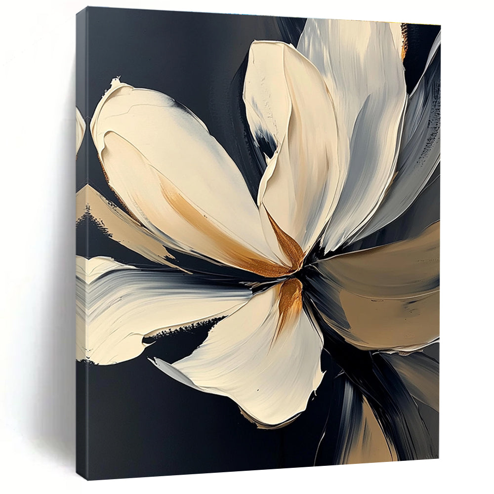 Textured Flower with Gold Abstract Painting for Elegant Decor GAB0714