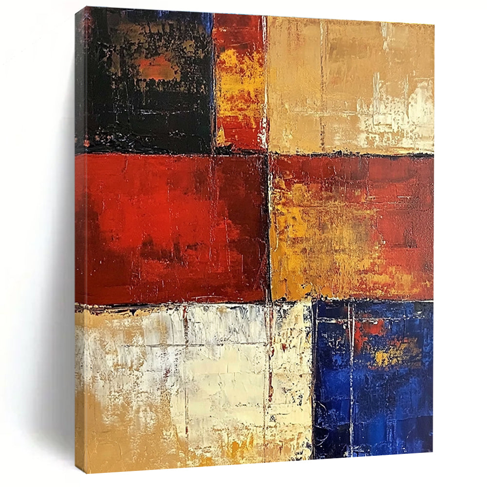 Red Yellow Blue Abstract Painting with Vibrant Retro Energy WINK475