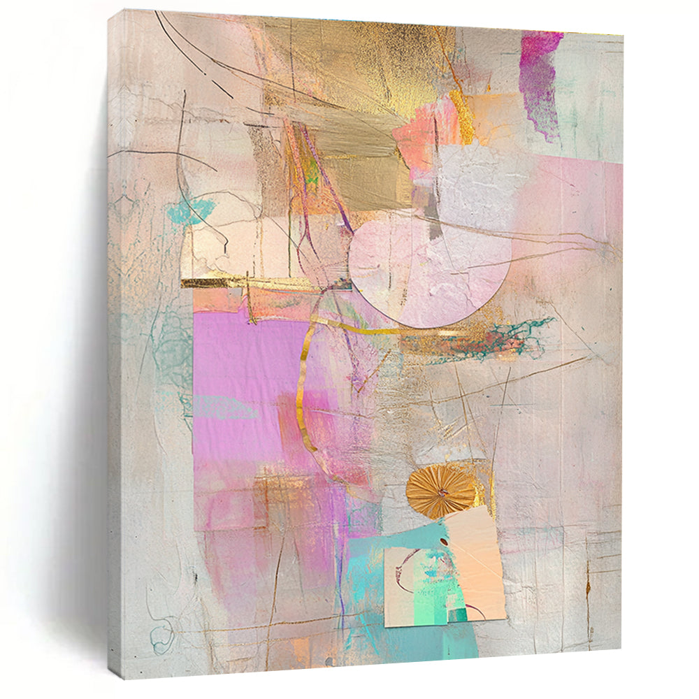 Pastel Collage with Gold Abstract Painting with Delicate Opulence WINK199