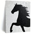 Textured Black Horse Silhouette Abstract Painting GAB0036