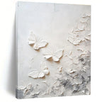 White Textured Butterflies Abstract Painting for Whimsical Nurseries HENG448