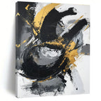 Gold - Black Abstract Swirl Painting with Elegant Movement WINK367