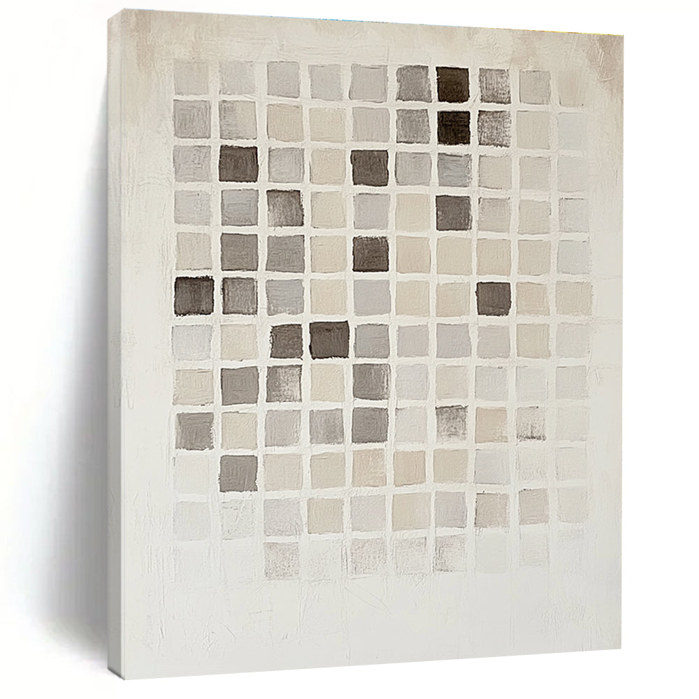 Monochromatic Grid Abstract Painting with Geometric Calm WINK295