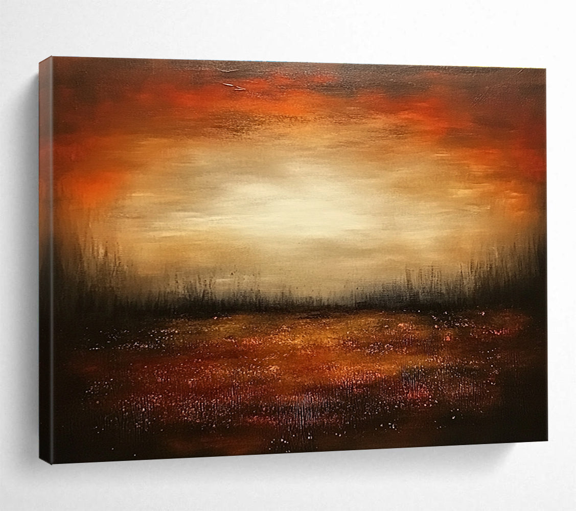 Dark Sunset Landscape Abstract Painting with Rich, Warm Tones ABS246