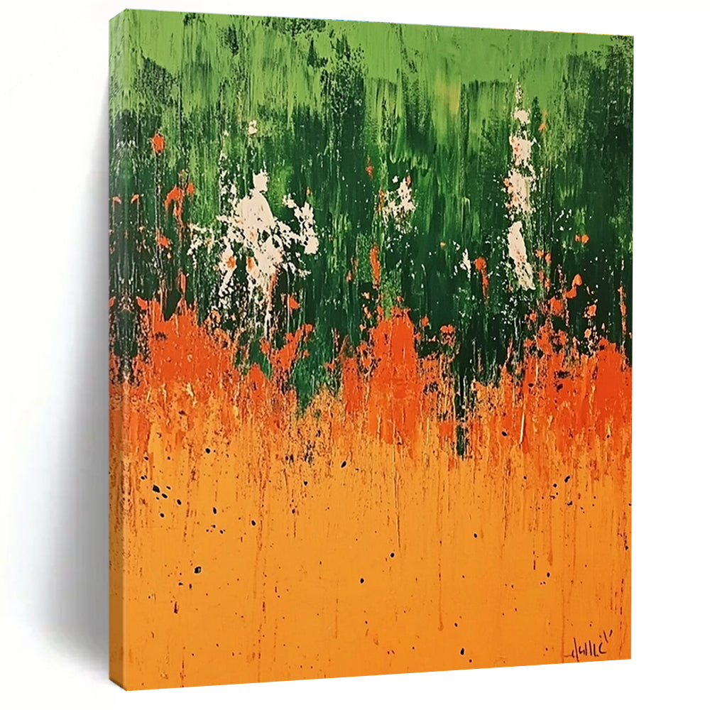 Green Field Abstract Painting with Vivid Nature Hues WINK491