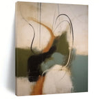 Abstract with Curved Lines in Earthy Tones Painting for Bohemian - Styled Bedrooms HENG365
