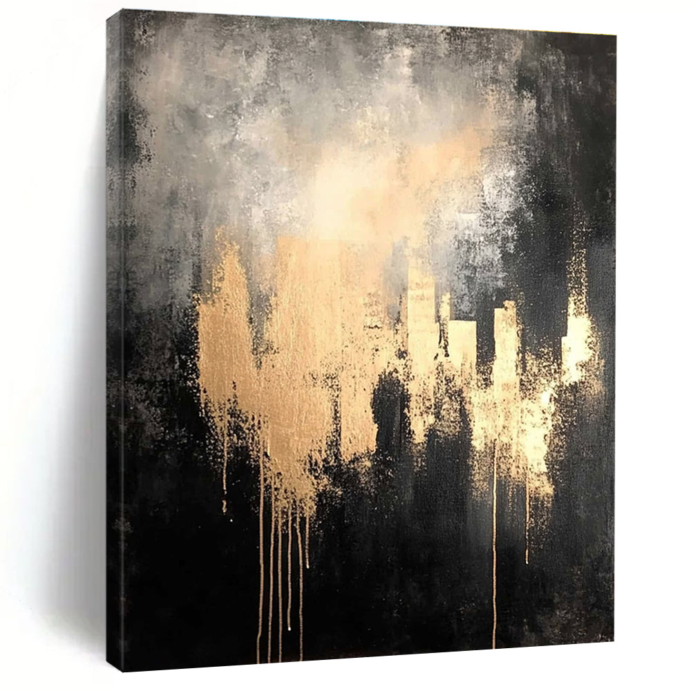 Golden Gray Abstract - Mysterious Urban - Inspired Abstract Painting GAB0651