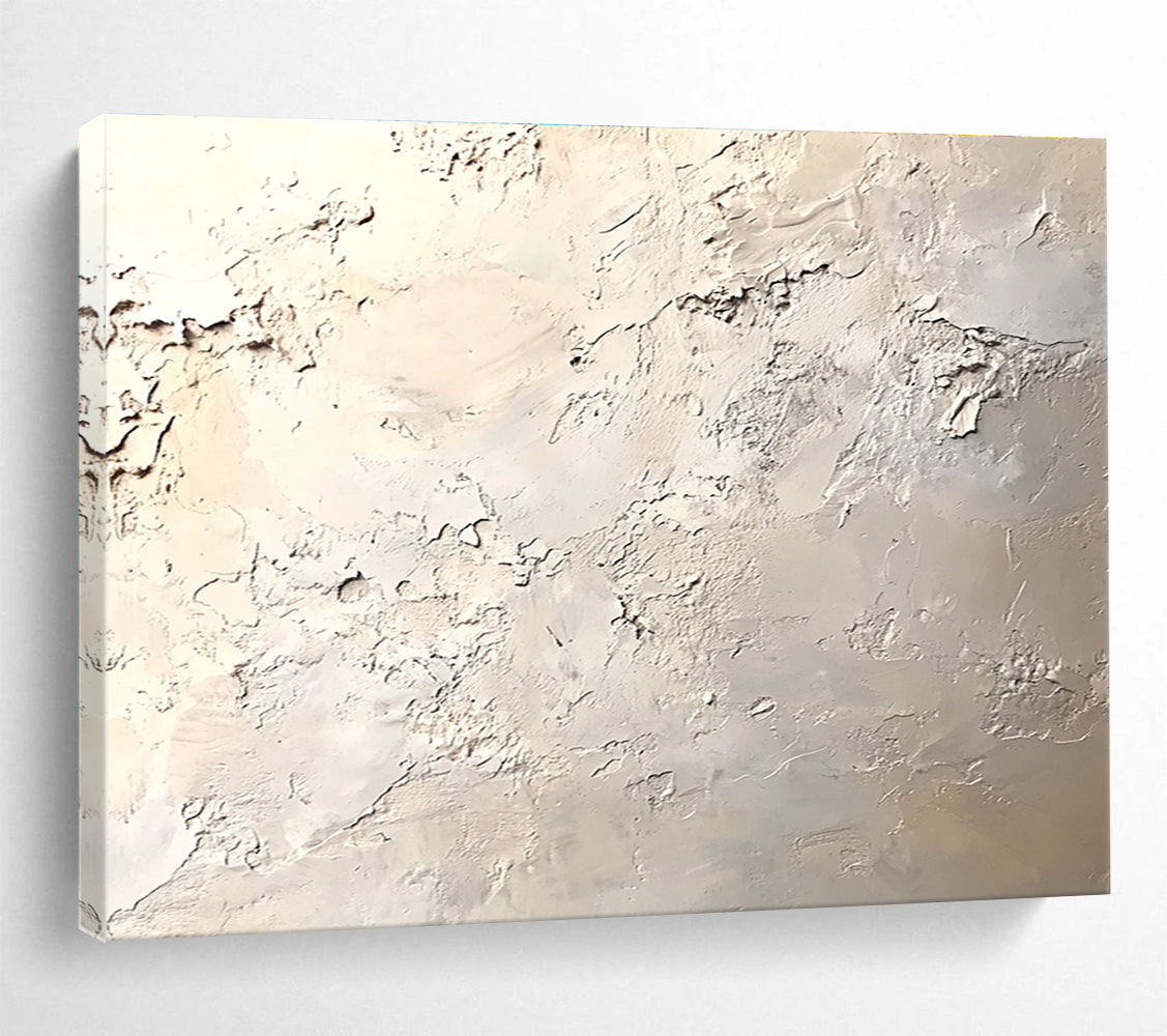Textured Beige - White Plaster with Organic Textures Abstract Painting ABS324