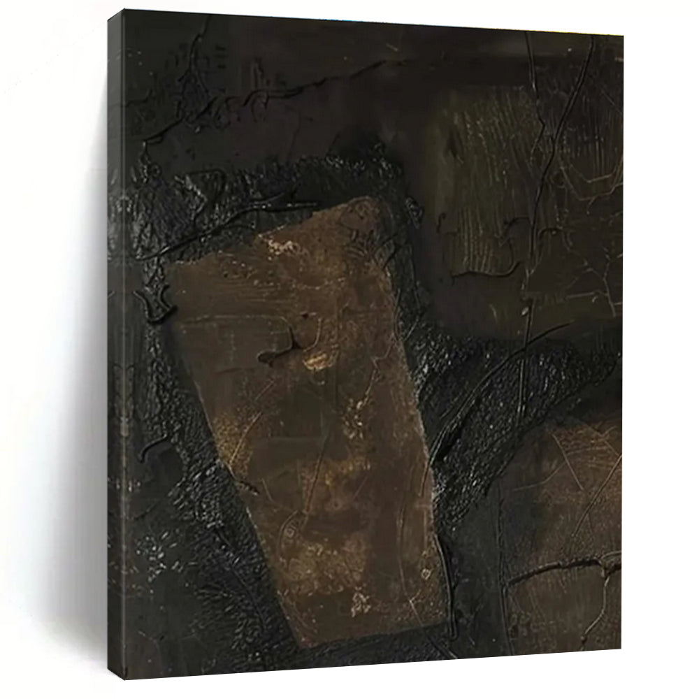 Dark Textured Abstract Composition Painting for Industrial - Chic Lofts HENG503