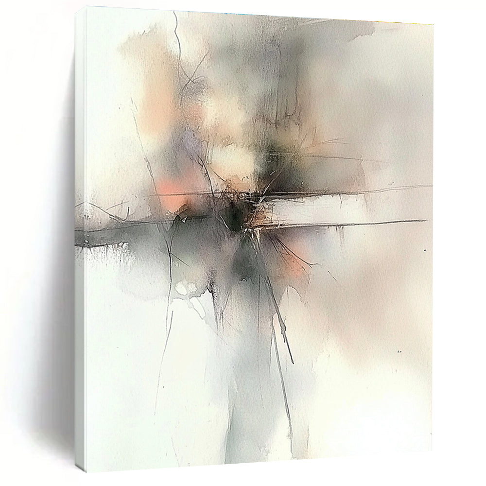 Soft Gray Abstract Painting for Minimalist Spa Waiting Rooms GAB1257