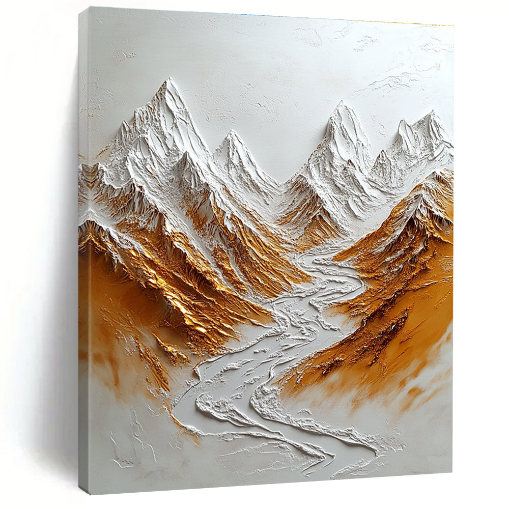 3D Mountain Abstract Painting with Metallic Accents GAB0004