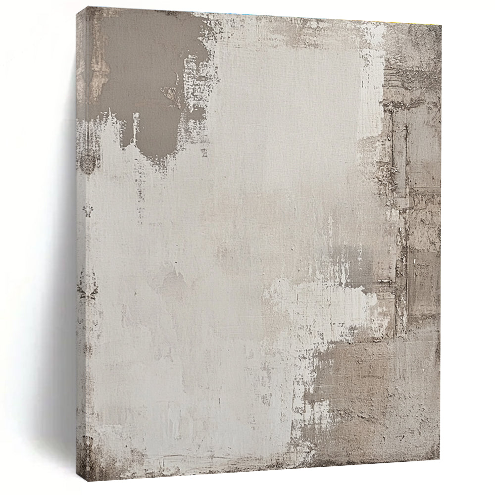 Light Gray Textured Canvas Abstract Painting with Subtle Simplicity WINK042