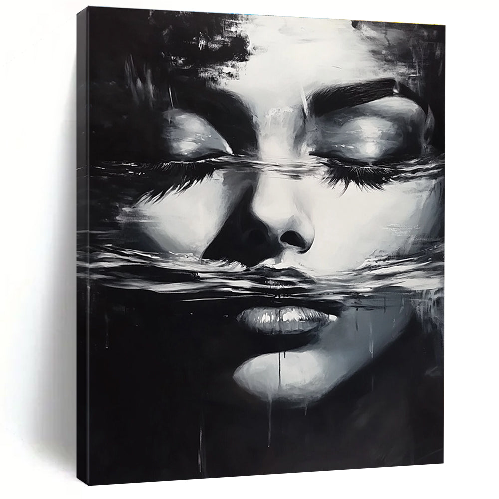 Woman’s Face in Water Evocative Abstract Painting for Thoughtful Spaces GAB1426