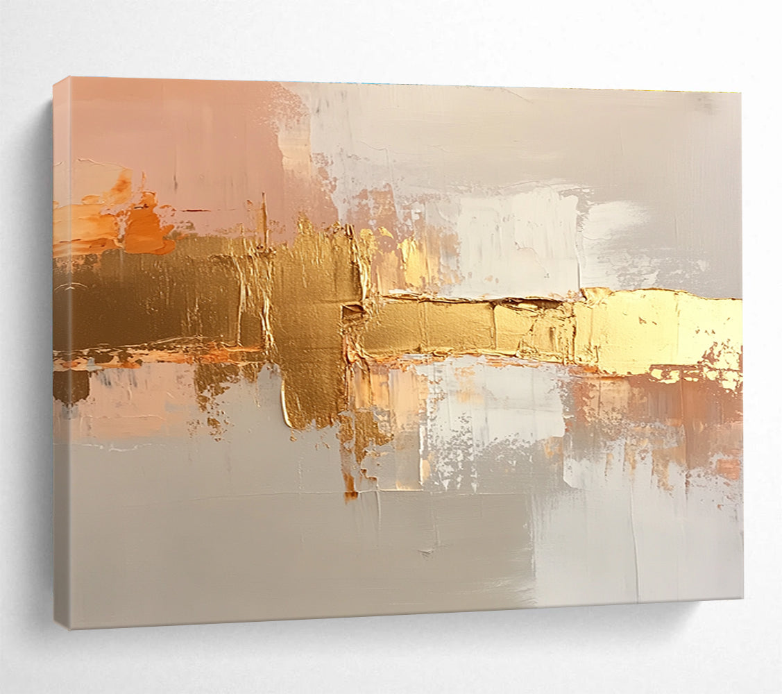 Gold and Beige Abstract with Textured Layers Abstract Painting ABS375