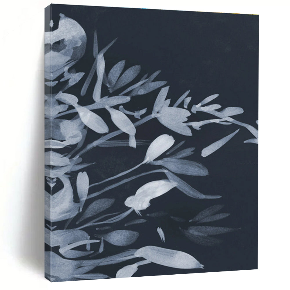 Elegant Monochromatic Floral Silhouette Painting for Sophisticated Spaces HENG239