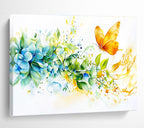 Blue Hydrangeas and Butterfly: Delicate Nature’s Moment Abstract Painting ABS158