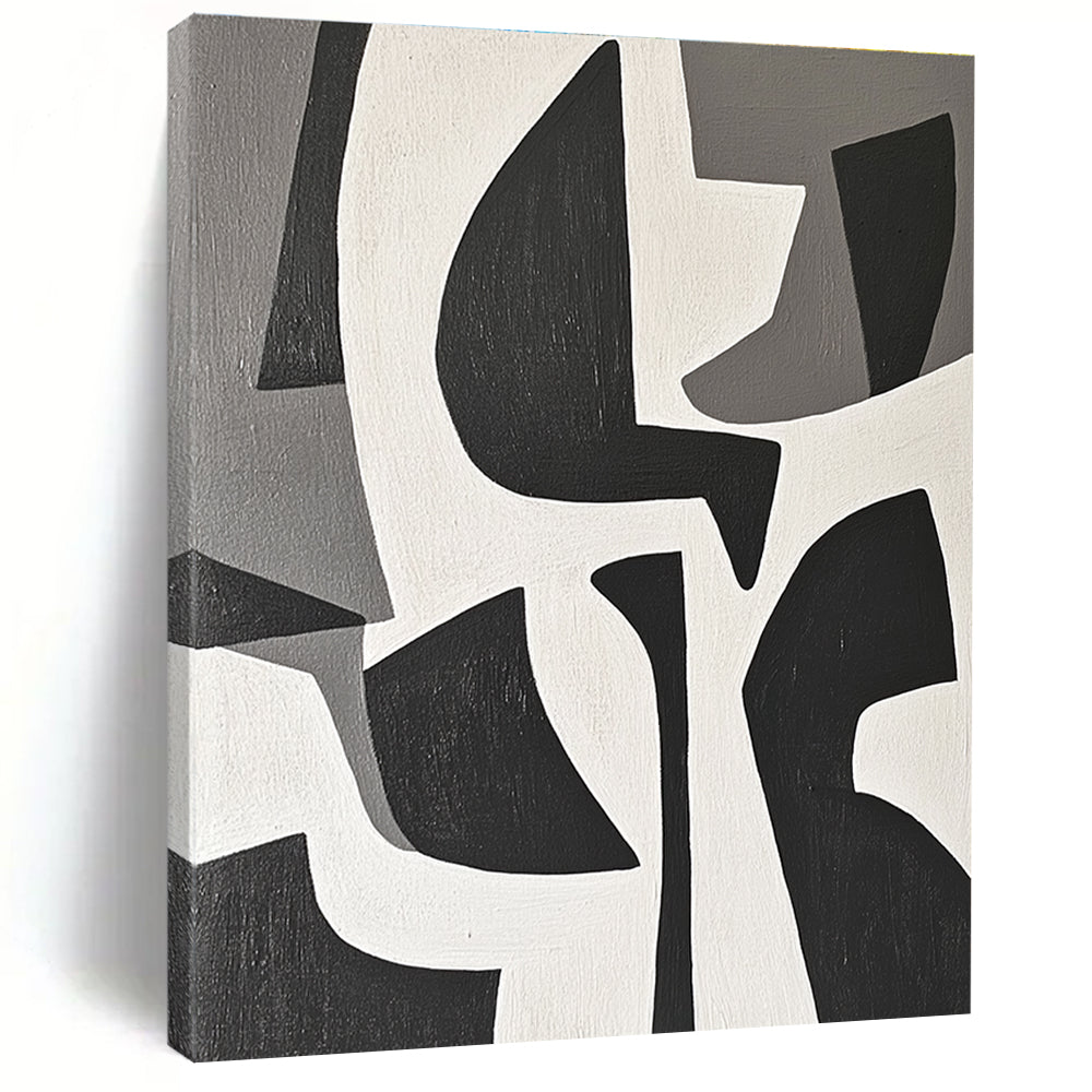 Black and White Geometric Abstract Painting for Modern Art Studios GAB0789